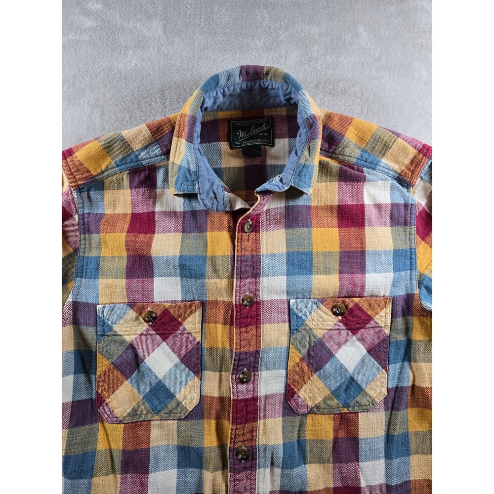 Woolrich Flannel Shirt Men M Plaid Long Sleeve Button Up Pocket Work Chore *Read
